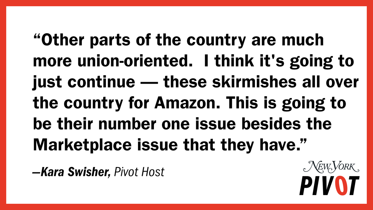 Amazon may have won the union fight in Alabama, but @karaswisher explains that Amazon’s battle with unions is far from over.
Listen to the #PivotPodcast: https://t.co/jVWZvPQCBe https://t.co/mH5DWPlKNe