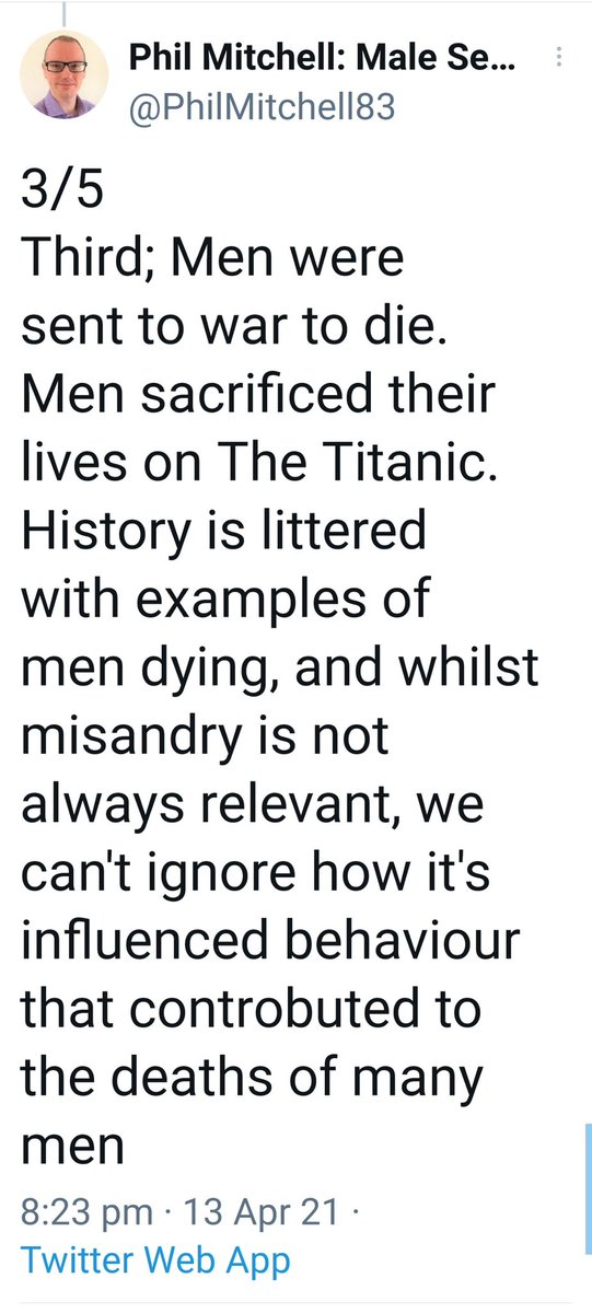 Yeah, uh, no, banning women from serving isn't misandry.The Titanic isn't misandry.lol