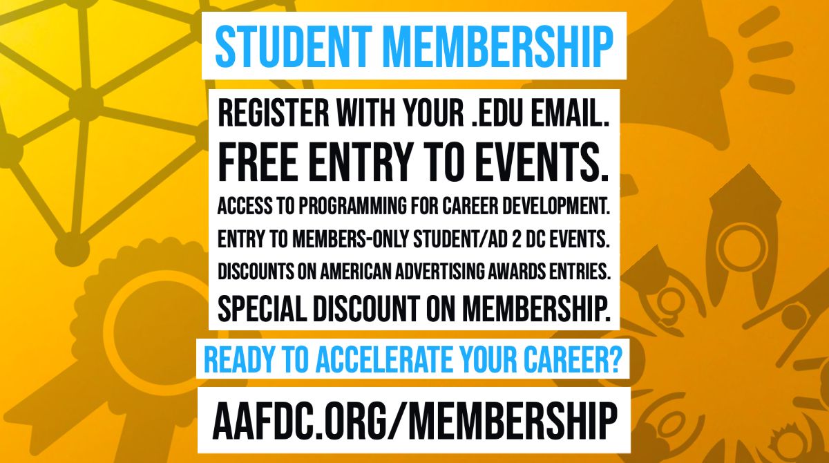 When you join as an enrolled student, you get the same benefits of an Ad 2 DC member, but at a steep discounted membership rate! Are you ready to jump-start your career in the world of advertising? Start exploring at buff.ly/2C3XEcz.