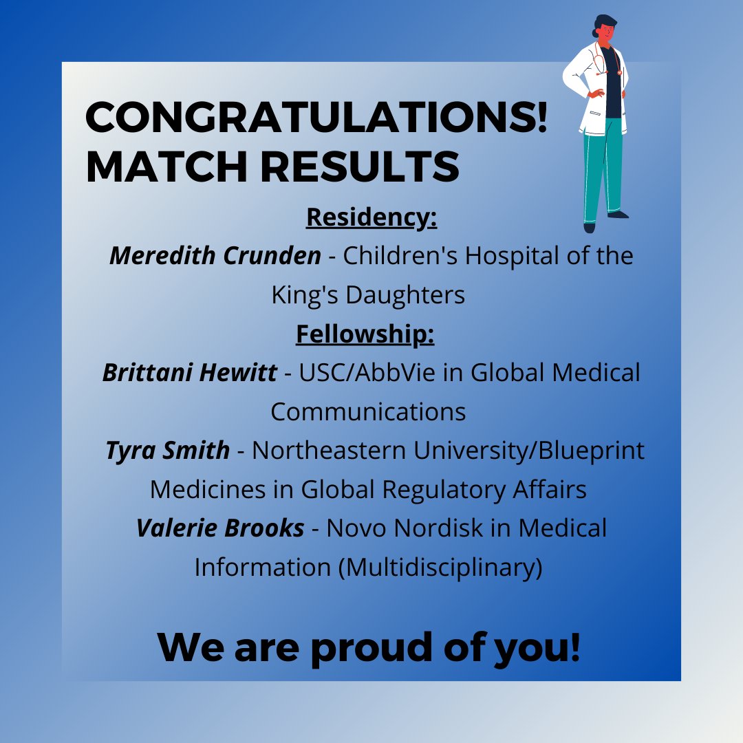 HU_SSHP's tweet photo. Congratulations to the HUSOP students who matched for a residency or fellowship! We are proud of your accomplishments and we wish you all the best! https://t.co/Czkm1NJblC
