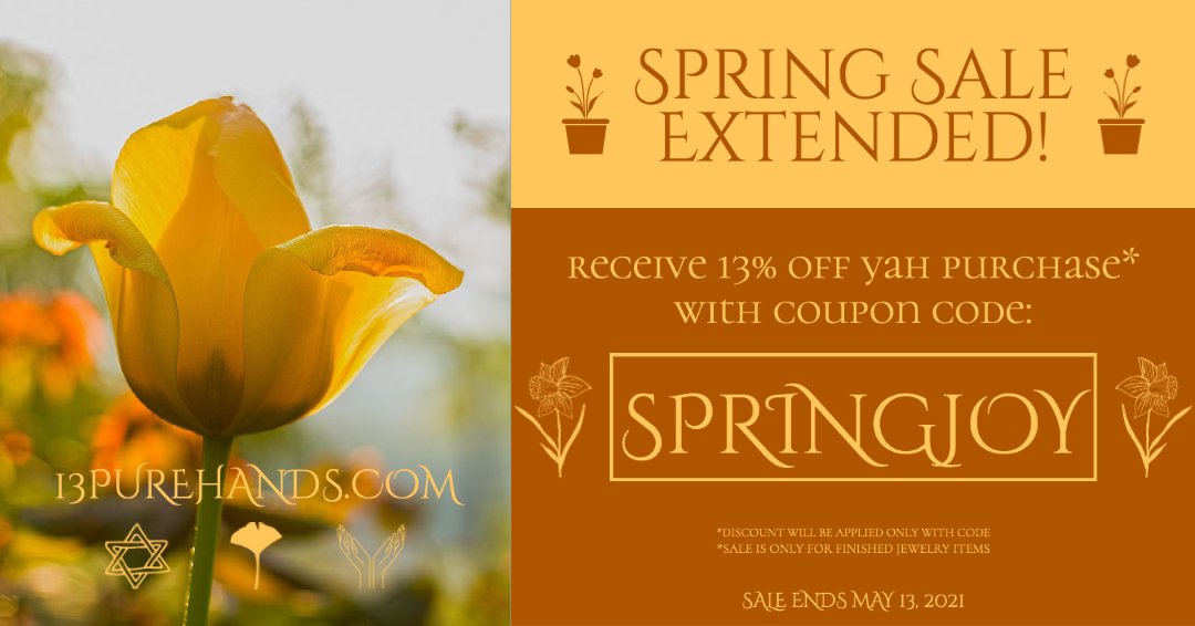treat 'cho self! (or a loved one) 😉
visit 13PureHands.com for unique handmade jewelry and save 13% with coupon code SPRINGJOY
ThAnkh Yah 🙏🏼