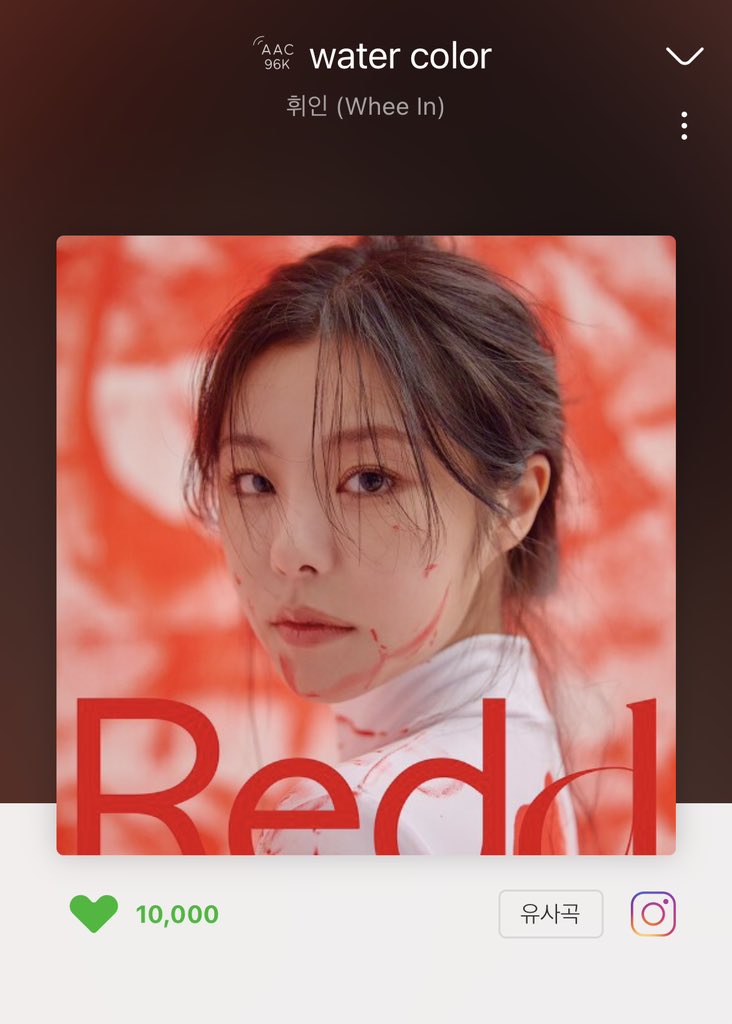 'water color’ has reached 10k likes on Melon. 

#휘인 #wheein #redd 
#WHEEIN_WaterColor