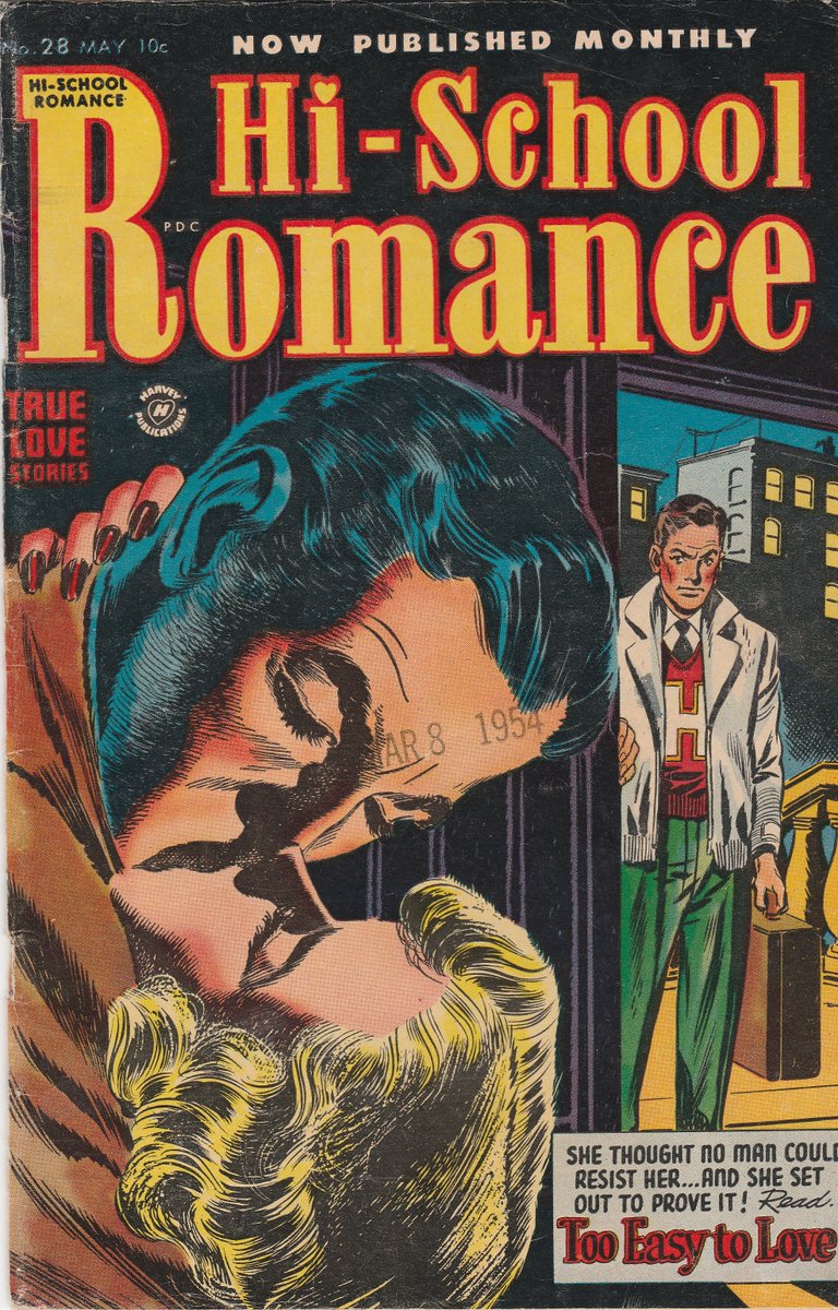 TheBackCover1's tweet photo. Hi-School Romance #28 May 1954. A Harvey Publication. #goldenagecomics #comics https://t.co/ZBZFiXY08g
