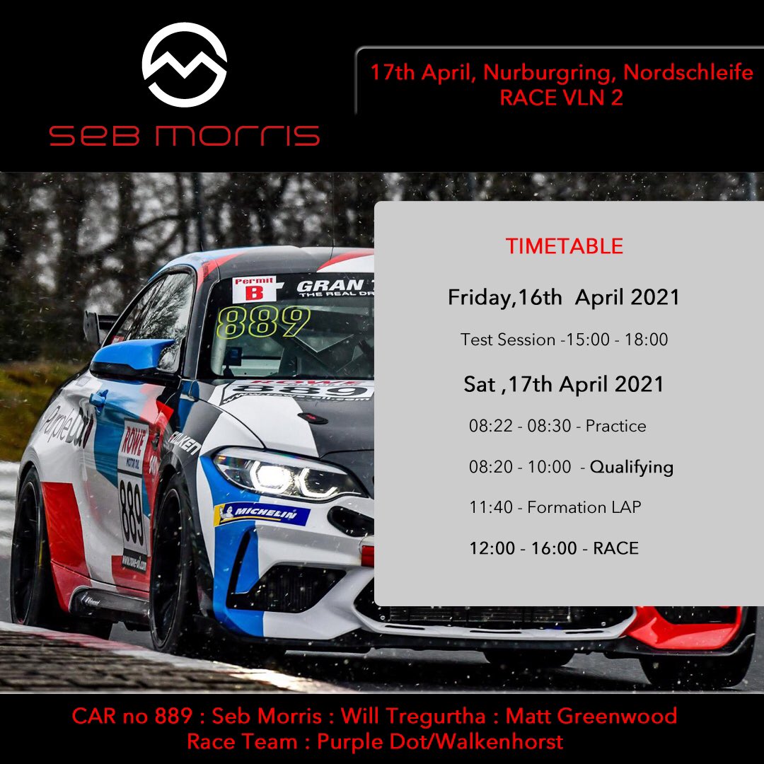31_VictoriaM's tweet photo. Good luck to @SebMorris31 racing with @PurpleDot_ @Walkenhorst_MS racing this weekend @NurburgringLive https://t.co/qIiXrfimSY