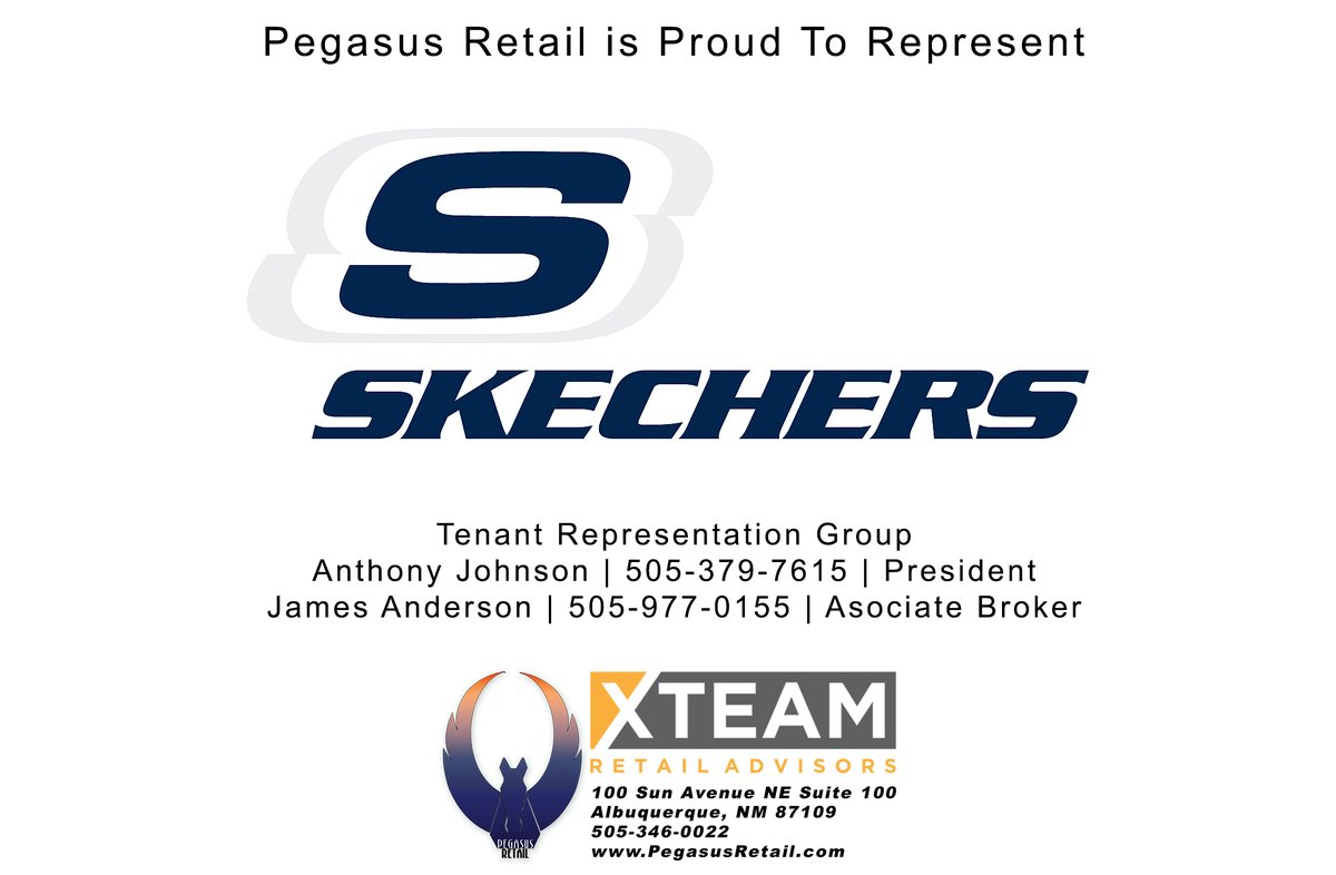 pegasusretail's tweet photo. #Skechers #PegasusRetail #AnthonyJohnson #Albuquerque #NewMexico #CARNM #ICSC #AlbuquerqueRealEstate #CRE #CommercialLeasing #CommercialInvestment #CommercialBroker #CommercialDevelopment #TenantRepresentation #TenantRep #LandlordRepresentation https://t.co/kVkaO0hZ5O