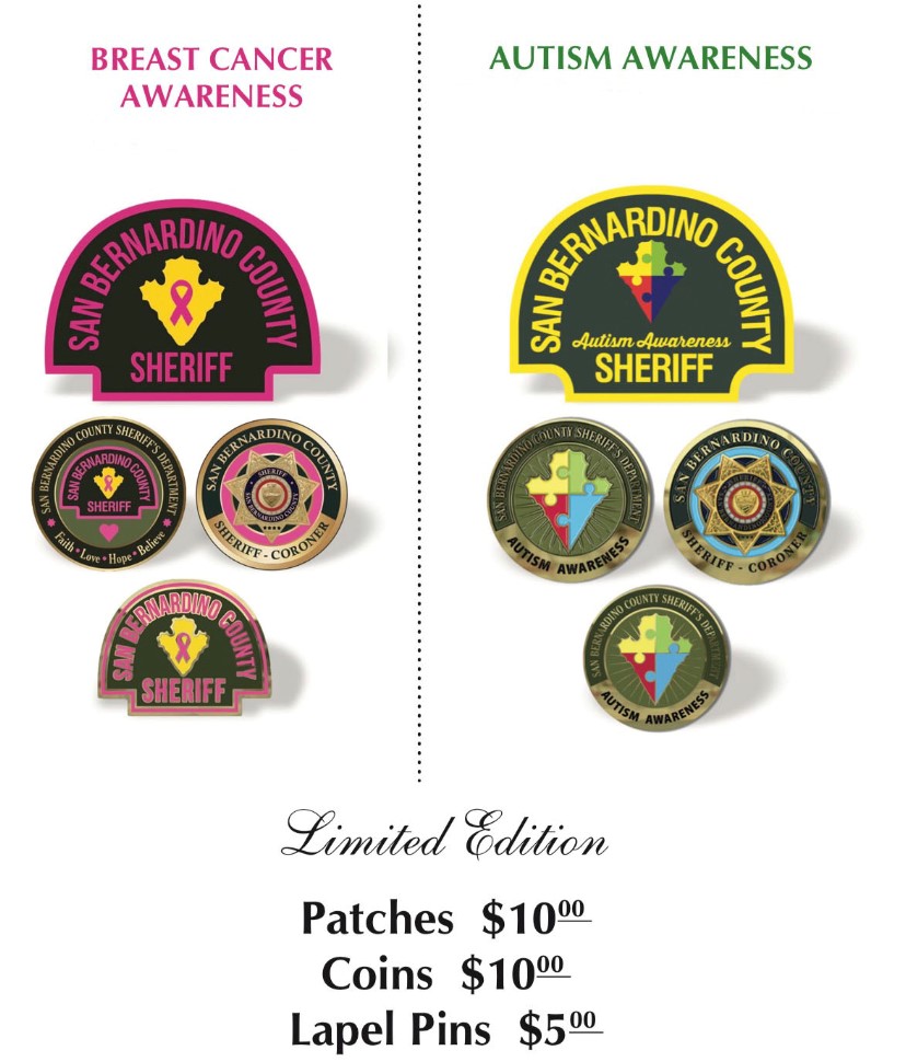 sbcountysheriff's tweet photo. It is #AutismAwarenessMonth and we are visiting our local stations!
@YucaipaPD April 14th 10-2 pm
@CentralStn April 22nd 10-2 pm

Cash or Venmo ONLY. Profits will benefit @AutismSocietyIE and @KomenIE 
We are NOT shipping items. https://t.co/TeSytGzlrh