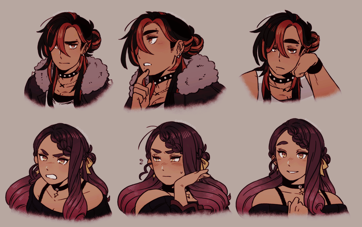 petalpaladin's tweet photo. [#PKMN | OCs] random expression drawings w/ nox &amp; este!! https://t.co/mhXOd7JrWl