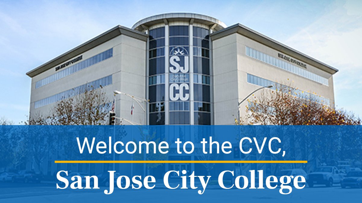 Today we are excited to announce that <a href="/SJCityCollege/">San José City College</a> has officially joined the CVC Consortium! @Rowena_SJCCPrez and her team have hit the ground running and we couldn't be happier!