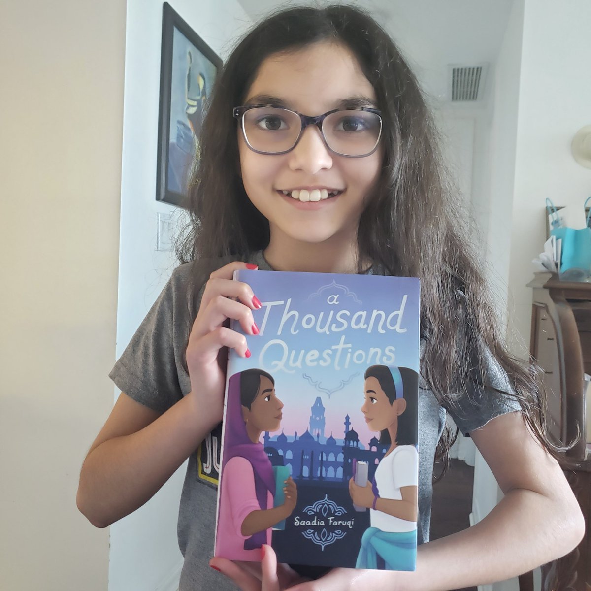 SSanober's tweet photo. My daughter chose this for her book report. She is loving it!! #athousandquestions β€@SaadiaFaruqi https://t.co/iZqUKQPhpL