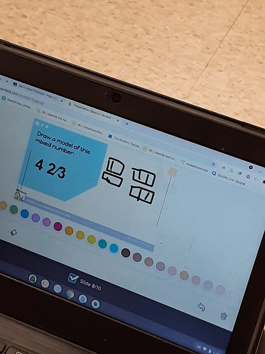4th graders @SueClevelandES used Pear Deck student paced to draw models for mixed numbers and improper fractions @PearDeck