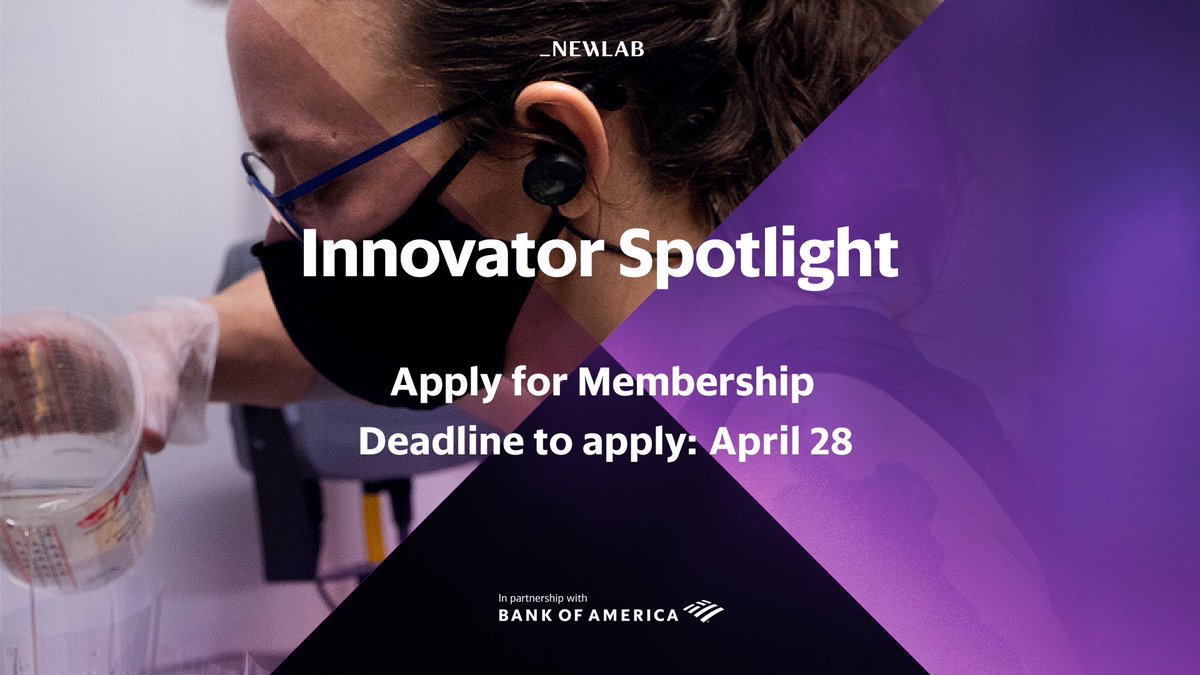 Excited to announce Innovator Spotlight, developed in partnership with <a href="/Newlab/">Newlab</a> &amp; <a href="/BankofAmerica/">Bank of America</a>, a sponsored membership supporting underrepresented entrepreneurs with the power to apply transformative technology to things that matter! Learn more &amp; apply. bit.ly/3d1xURO