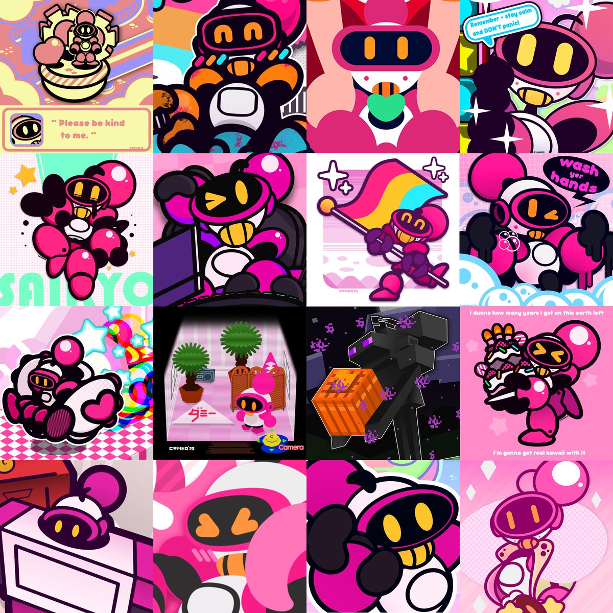 Happy #PortfolioDay !
I'm George, but I go by Combo online! I'm a freelance digital illustrator in Ontario. I do commissions and I used to table at conventions. I love using thick lines, old digital effects, and pink!
?: https://t.co/v8xvC5bNFp
? : combotronrobot@gmail.com