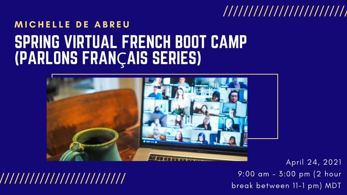 erlcpl's tweet photo. Are you a teacher of French whose oral language skills could use a workout? Come and exercise your oral French skills in a fun, low-stress, virtual environment where all participants seek to strengthen their language proficiency. https://t.co/OaoyUKgE0O
#abedpl #abed #erlcpl https://t.co/CP49iVjNUK