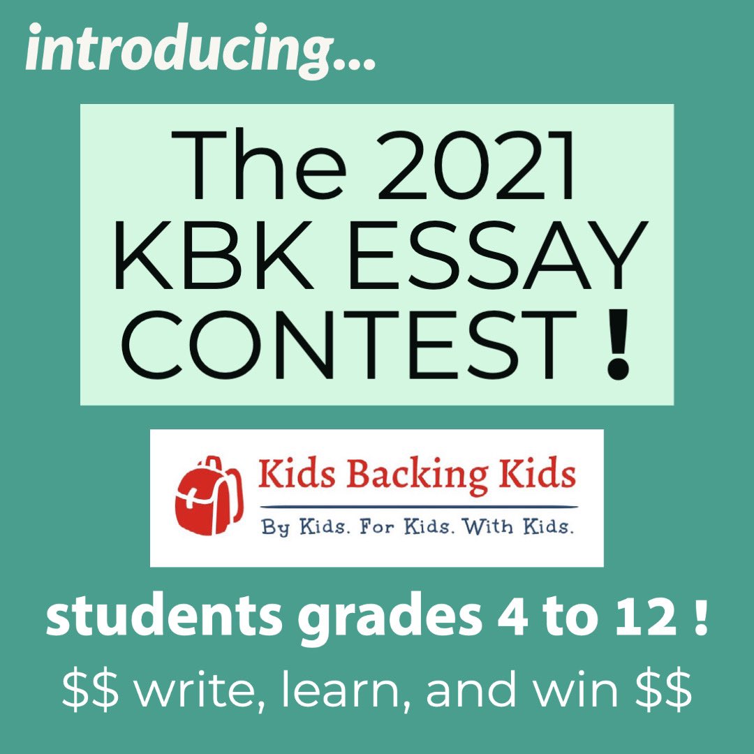 KidsBackingKids's tweet image. Calling all students grades 4-12! Enter the KBK Essay contest and write to win! As you write, we hope you’ll learn a bit more about important issues in our communities and what we can do to solve them. Check out our website for more info!! #kidsbackingkids