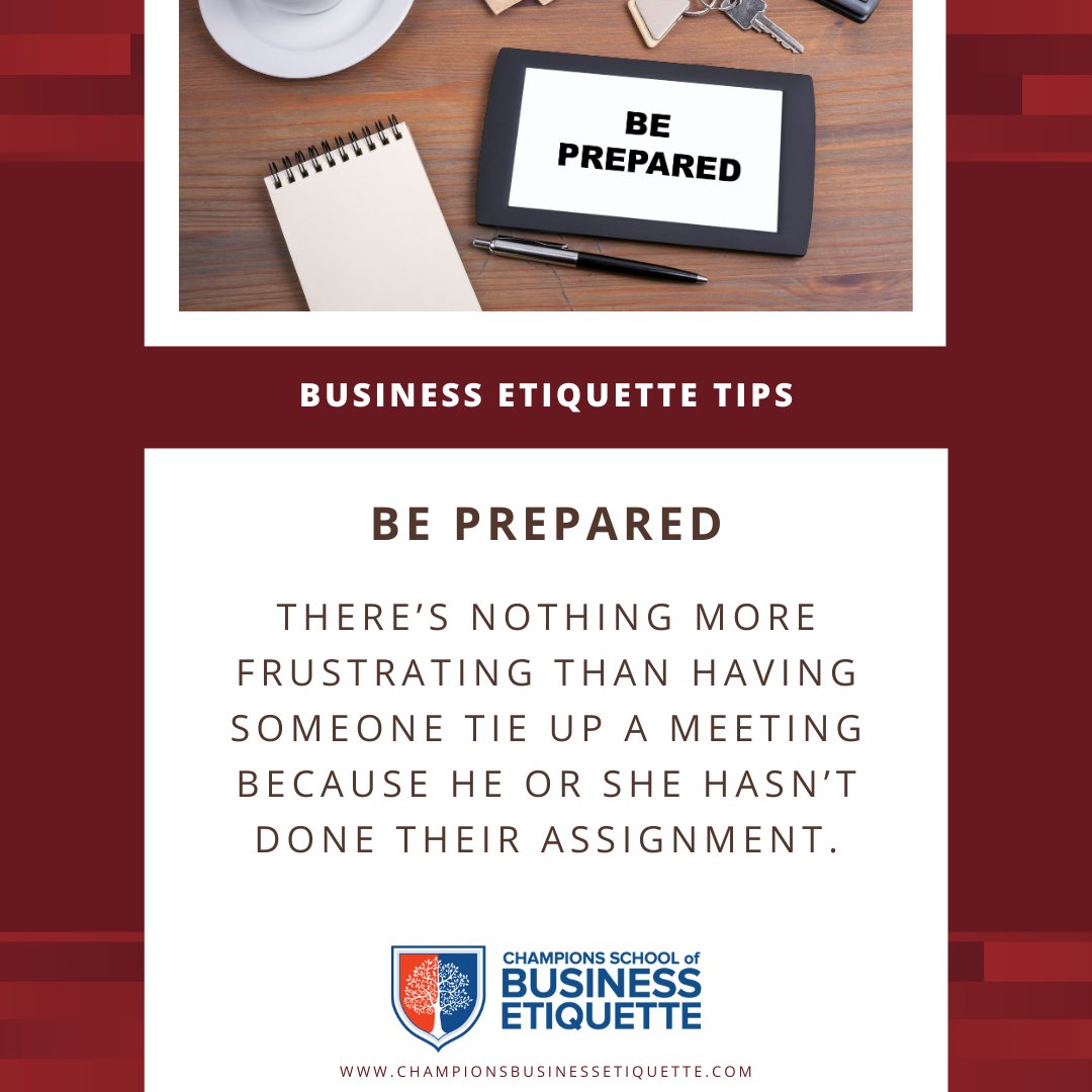 Etiquette_Class's tweet image. Failing to plan is planning to fail. Set yourself up for success by taking the time to prepare for your upcoming tasks and meetings.