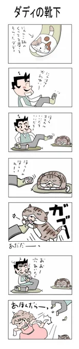 ダディの靴下#こんなん描いてます#自作マンガ #漫画 #猫まんが #4コママンガ #NEKO3 