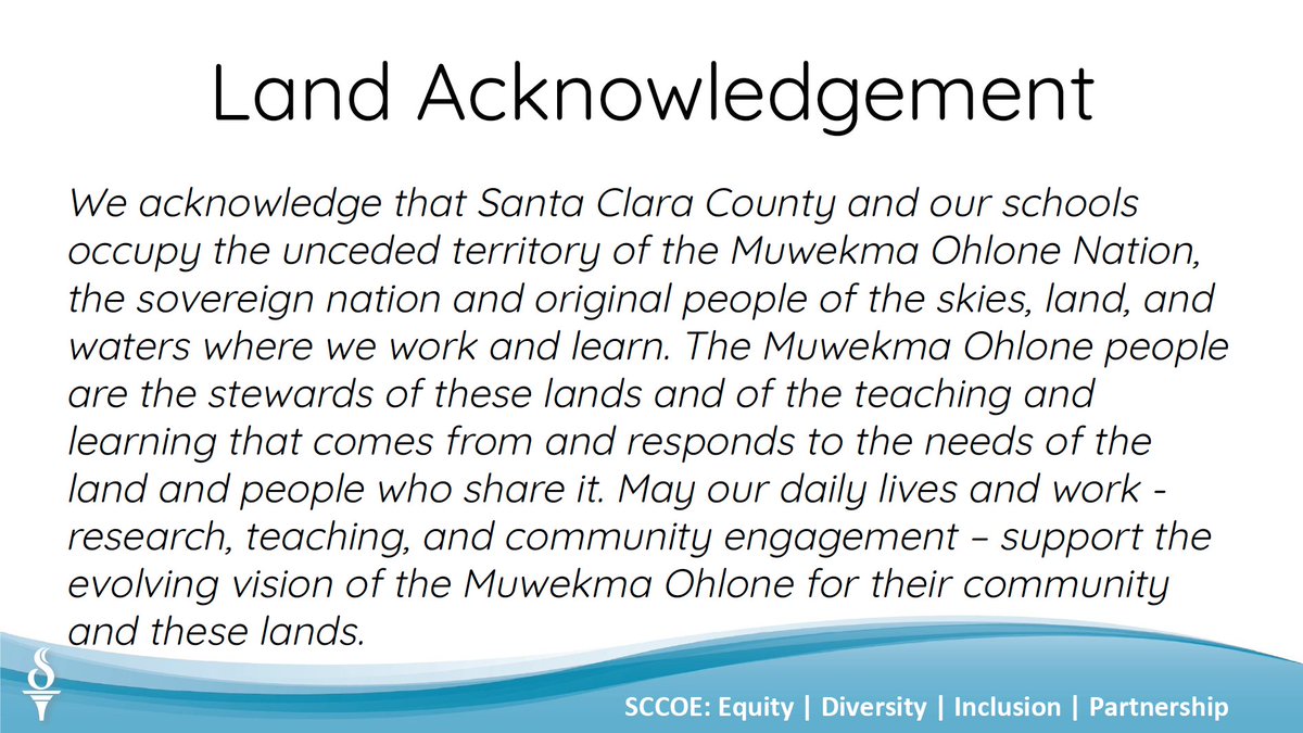 Last year, Santa Clara County held a teacher training on how to deploy "ethnic studies" in schools. The leaders began the presentation with a "land acknowledgement," claiming that the public schools "occupy the unceded territory of the Muwekma Ohlone Nation."