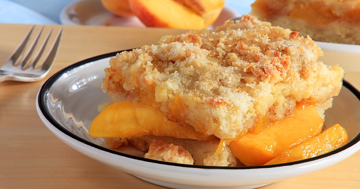 Today we celebrate #PeachCobblerDay!  In the 1800s, this #dessert was 'cobbled' together by the early American settlers using fruit – usually preserved, canned, or dried – and clumps of biscuit dough before baking it over an open fire. 

#peachcobbler #peach #cobbler #sweets
