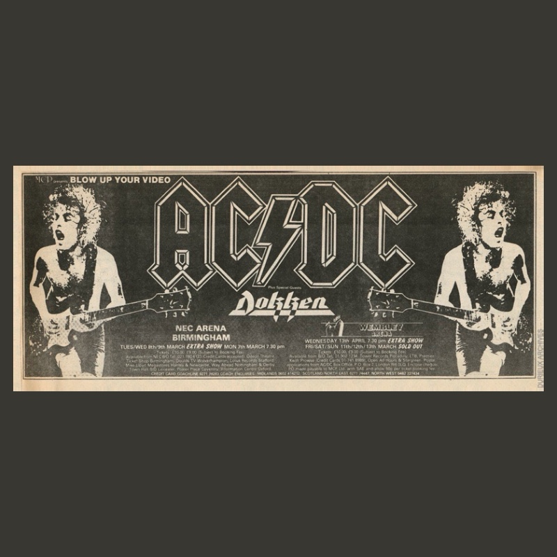 تويتر AC/DC على تويتر: "OTD 1988 - End of the “Blow Up Your Video” European tour at London's Wembley Arena. The band played an unprecedented 4 nights at the on