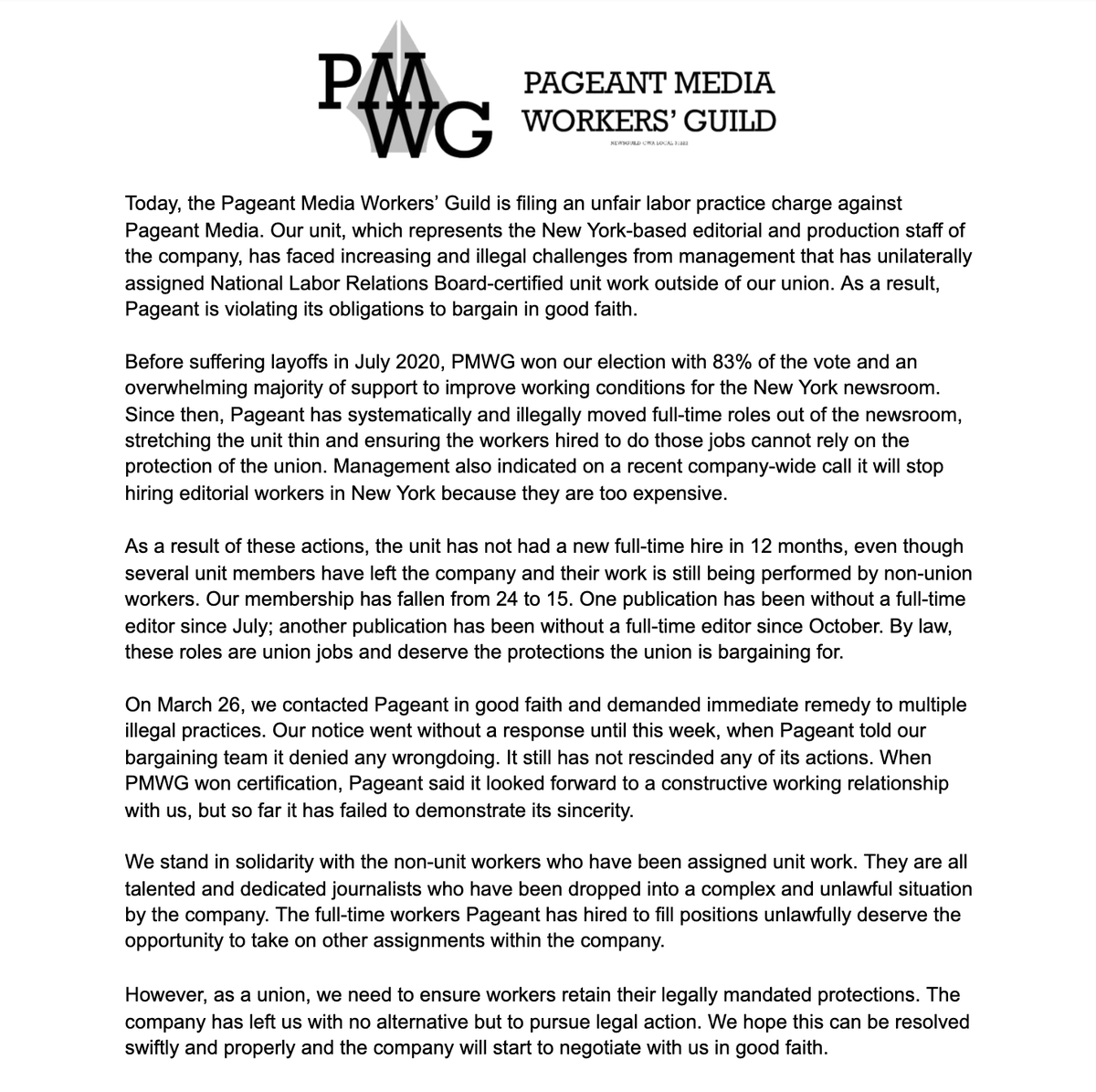 Pageant Media Workers' Guild tweet media