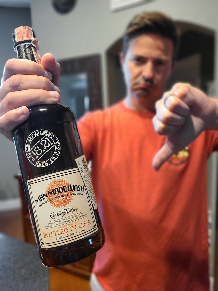 _JessicaNotJess's tweet photo. Though this photo was staged this was legit his face when he realized this was a bottle of shampoo and not an actual bottle of bourbon. He said "Ooooh! ....ugh..." 🤣🤣🤣 @PCV_Dude #gotya #1821manmade #lol https://t.co/duSxpHUhhH
