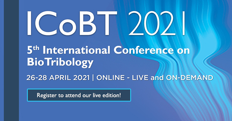 #ICoBT2021 will bring together expert invited speakers, contributed talks and e-posters to showcase the latest #biotribology research. View the program for the live event and register now to participate bit.ly/2vFIypD