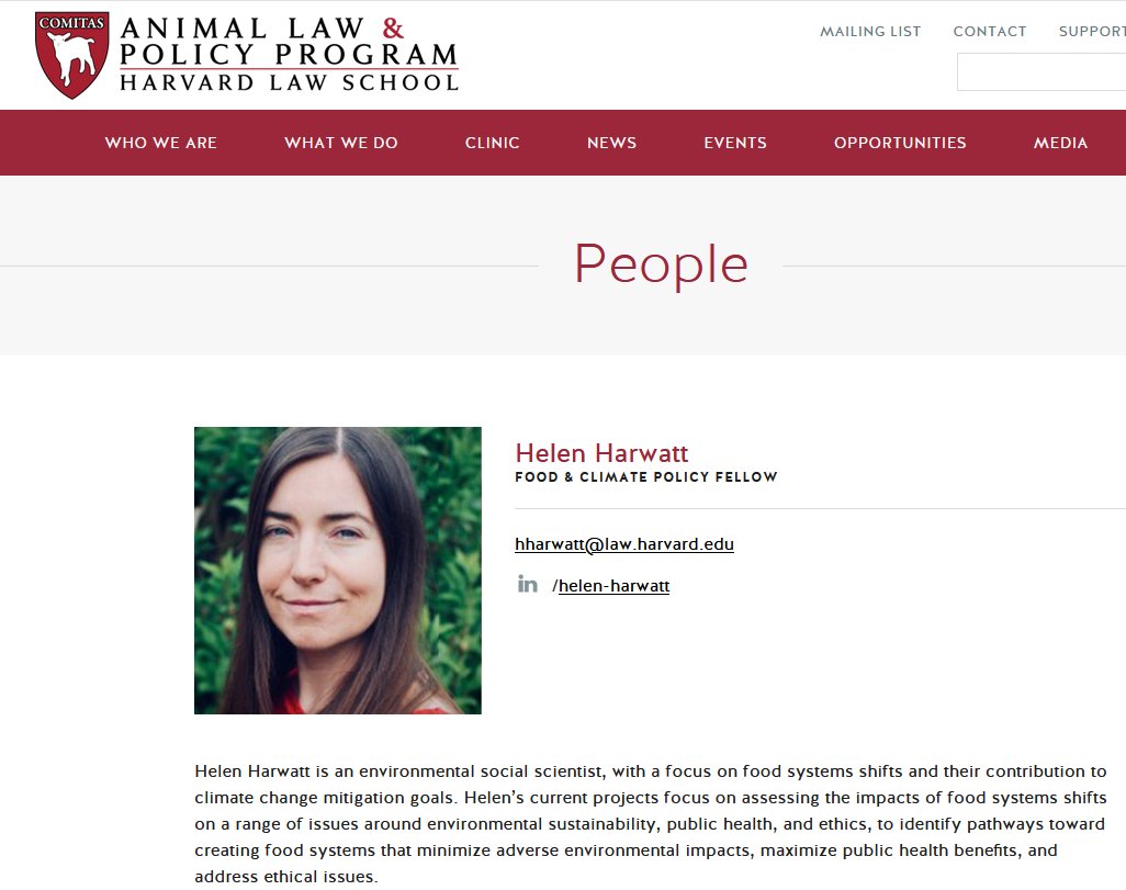 His second deputy: an academic from Chatham House & Harvard's Animals Law Program, & an ex-research fellow of the Seventh-Day Adventist University of Loma Linda. Expertise: arguing for "peak meat" & making animal agriculture look catastrophic. http://hlsalpp.wpengine.com/team-member/helen-harwatt/