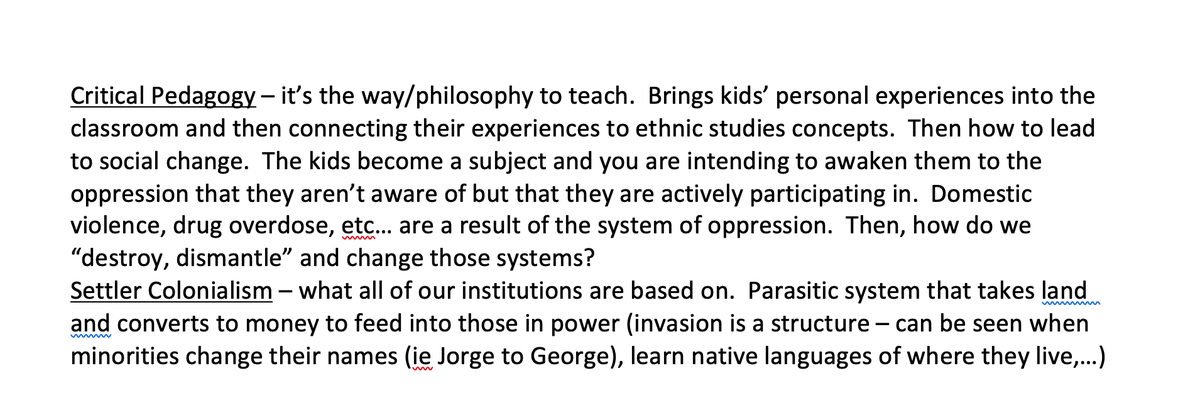 Jorge Pacheco, an adviser for the state ethnic studies curriculum, said that teachers must "awaken [students] to the oppression" and lead them to "decodify" and eventually "dismantle" the dominant political structures, which enable "white people [to exploit] people of color."
