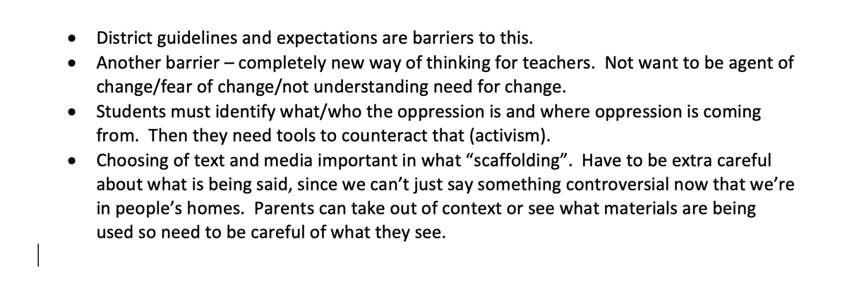 The panelists advised local teachers to hide this political program from administrators and parents. "District guidelines and expectations are barriers," said one panelist. "[We] have to be extra careful ... now that we're in people's homes [because of remote learning]."