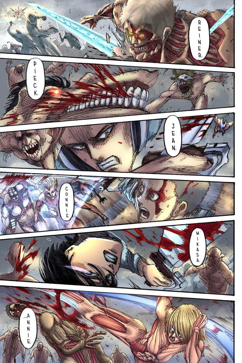 SCNK_Official's tweet photo. Another one. 6 different panels by 6 different colourists. Full credits below!
#ShingekiNoKyojin #AttackOnTitan #進撃の巨人 #shingeki https://t.co/SJTej1Etx6