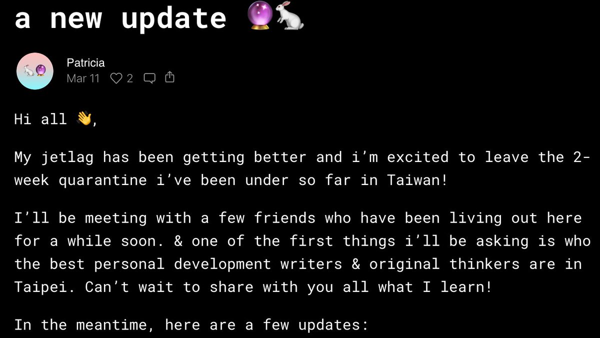 norman_tran's tweet image. Discovering @rabbitholes_ by @patriciamou_ is like being a kid in a candy store.

So. Much. To. Explore.

Easiest $5.99/month to say yes to.

Here's some of my favorite things:
1️⃣ Intertextuality
2️⃣ Version updates in your Newsletter
3️⃣ From Creator Economy to Curation Economy
