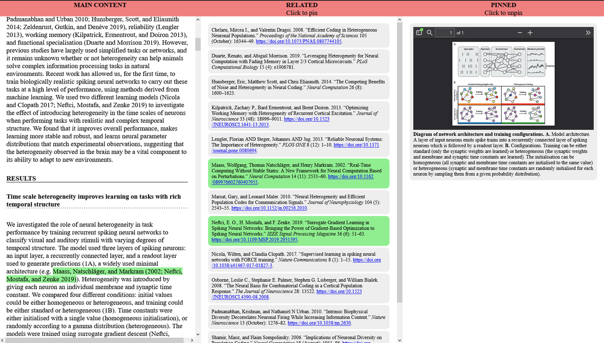 neuralreckoning's tweet photo. Frustrated with journals, I've been tinkering with ideas for a better way to read papers than static/linear. I have a v0.1 demo - would be great to get feedback. Would you find something like this useful? What else should be included? More details in 🧵👇
https://t.co/IteGjMudLV https://t.co/4nZM1HBuaL