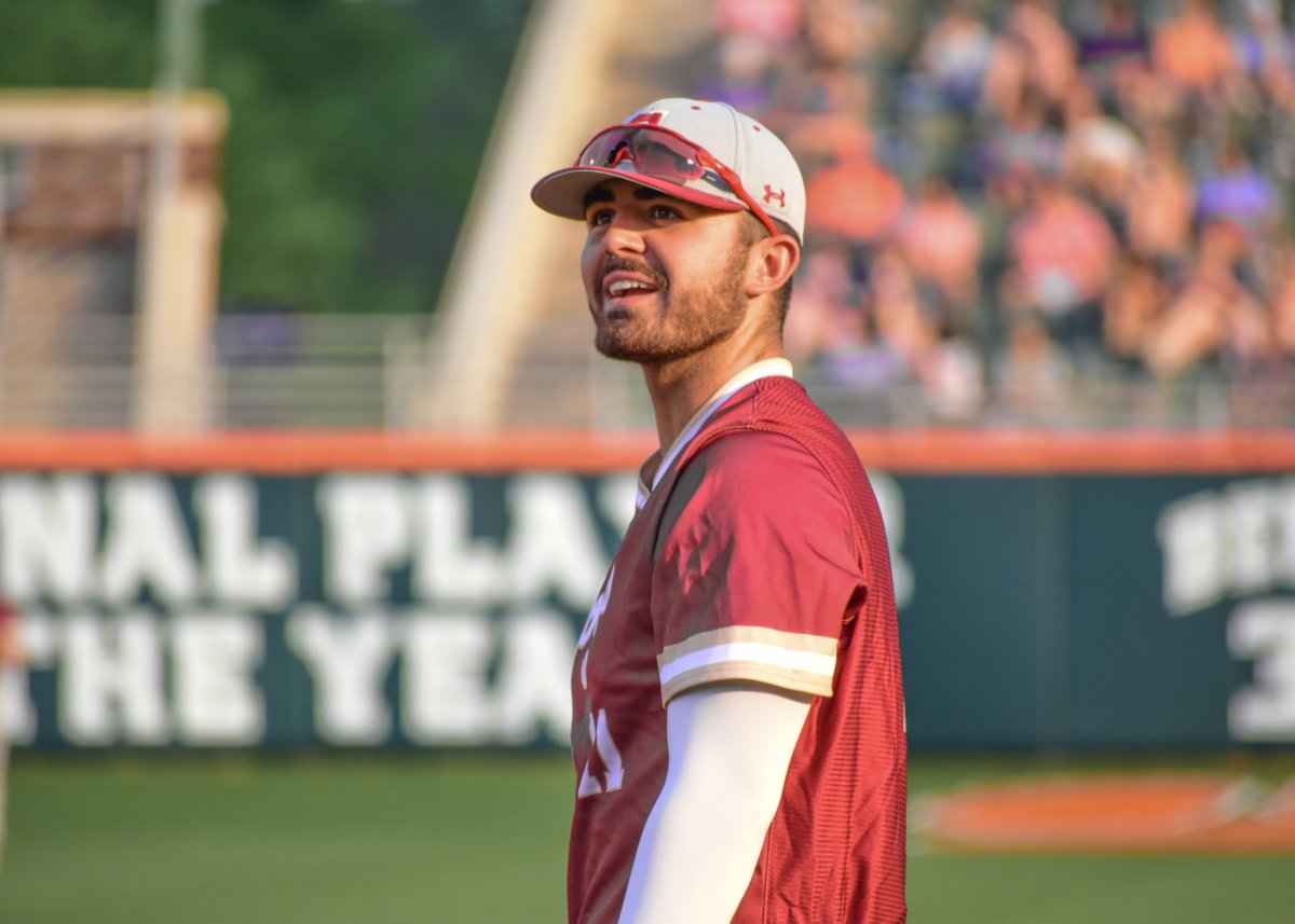 CofCBaseball's tweet photo. Ari is all of us looking back at last night's win at Clemson 🙃

#comeCus | #CougarsFightOn https://t.co/ORgcACTtgc