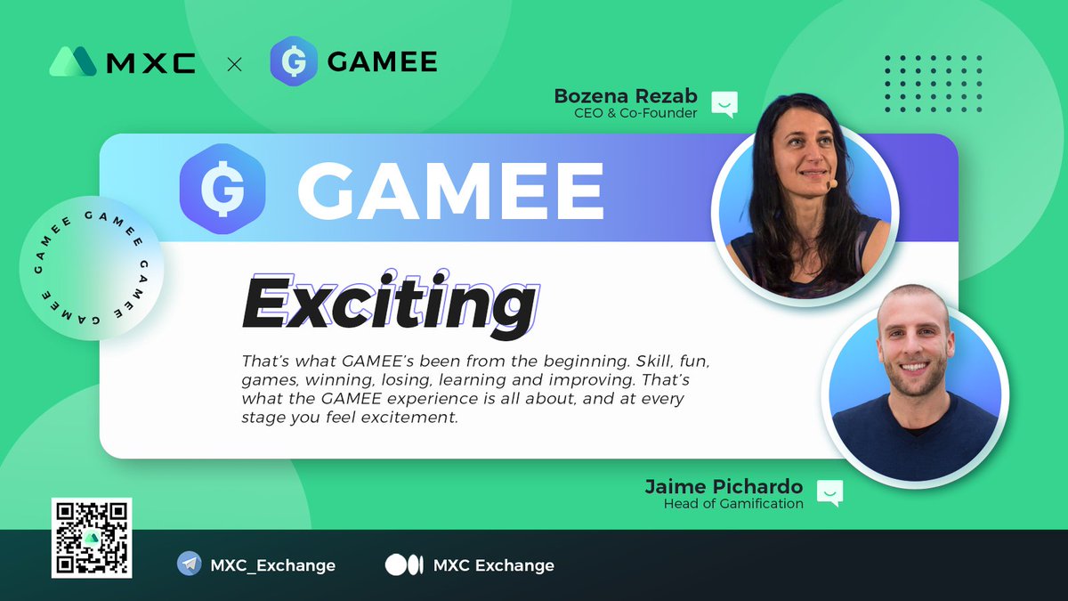 MEXC's tweet photo. We did an AMA with @GameeApp in our Telegram on Apr 13
“Exciting” is the word Bozena Rezab and Jaime Pichardo used to describe their project @GameeApp
Check the full recap of the #AMA if you missed the live one we did 👇
https://t.co/tCFzm0nW2y
#MXCRecaps #MXCExchange #crypto https://t.co/elQYuU9W5S