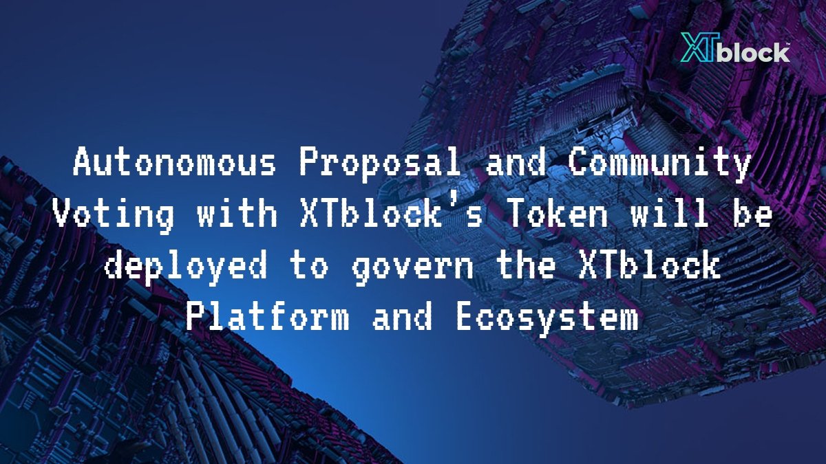 xtblockio's tweet photo. Autonomous Proposal and Community Voting with @xtblockio ’s Token will be deployed to govern the @xtblockio Platform and Ecosystem #autonomousproposal #blockchain #DeFi #p2pstreaming #AI #AIBots #distributedAI #distributedcomputing #blockchaingovernance #interoperability #TGE https://t.co/h0WMCgariM