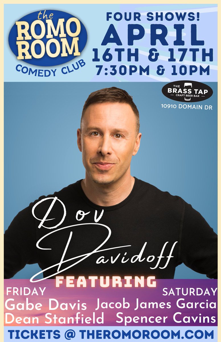 theromoroom's tweet photo. THIS WEEKEND! @dovdavidoff in #Austin !!! https://t.co/EVWPnmgxVn