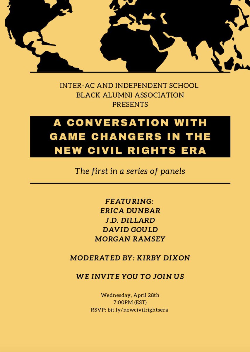 InclusiveTHS's tweet photo. "A Conversation with Game Changers in the New Civil Rights Era.” The panel will be held on April 28th at 7PM. Register for the panel here https://t.co/VRjLGuAPSX. https://t.co/GrtXxNe9co