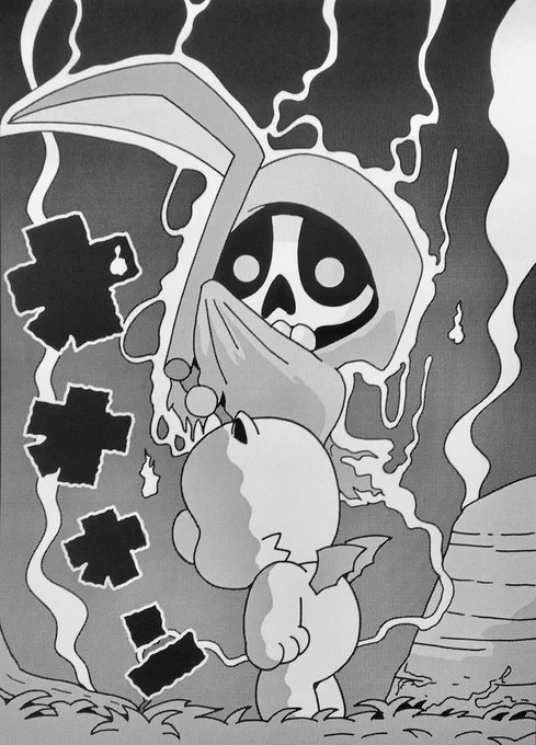 「チョコボのふしぎものがたり」ではホラーを何作か描きましたが、そのうちの1作です。

「怖い」と「ドキドキ」がメインの「ハラハラ」がテーマでした。 