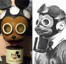 also, check this out. Colonel Loucks, overseeing the Nazis at the Edgewood Arsenal, also happened to work with Walt Disney to make a kid-friendly gas mask. looks like something out of a punk album cover