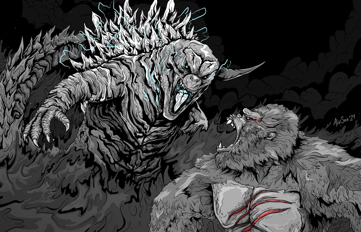 AlvSoir's tweet photo. First #PortfolioDay !
Hey there, I enjoy drawing dinosaurs, monsters and taking Pokémon and making them slightly creepier. https://t.co/wQE06UWX8h