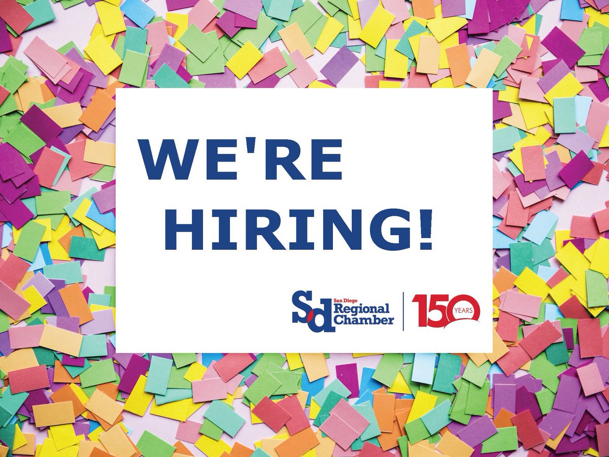Job Alert ➡️ We are looking to add a talented and creative Marketing and Events Coordinator to the Chamber Team! The ideal candidate will help with the development, production, promotion, and execution of Chamber Events ⭐️

Visit our website for more: sdchamber.org/about/careers/