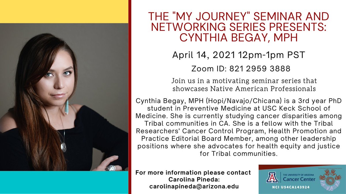 I am excited for tomorrow's event with UA &amp; NAU NACP Research and Education Core "My Journey" seminar series! Tomorrow at 12pm PST, Zoom ID: 821 2959 3888 <a href="/KECKSchool_USC/">Keck School of Medicine of USC</a> <a href="/USCpm/">USC Preventive Med</a> <a href="/TheHPPJournal/">TheHPPJournal</a> <a href="/KathleenMRoe/">Kathleen Roe</a>  #healthpromotionpractice