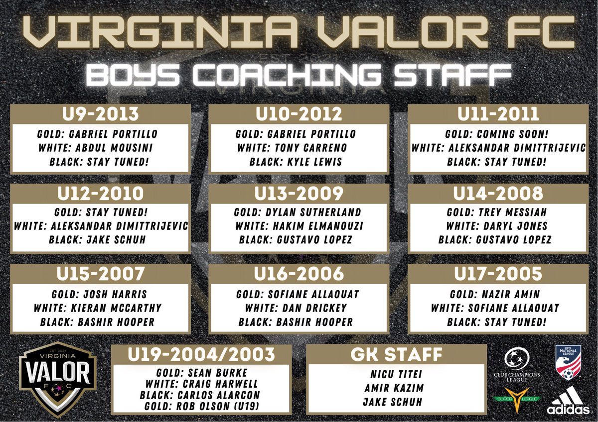 virginiavalorfc's tweet photo. 🚨 VIRGINIA VALOR FC COACHING SLATE 🚨 https://t.co/WVlgQNcXFy