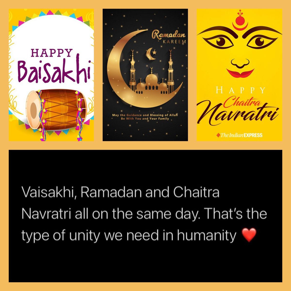 Happy #Vasakhi #navrati #Ramadan2021 to all Sikhs, Hindus and Muslims who are celebrating around the world. In these challenging times, the values of compassion and generosity are at the core of humanity.