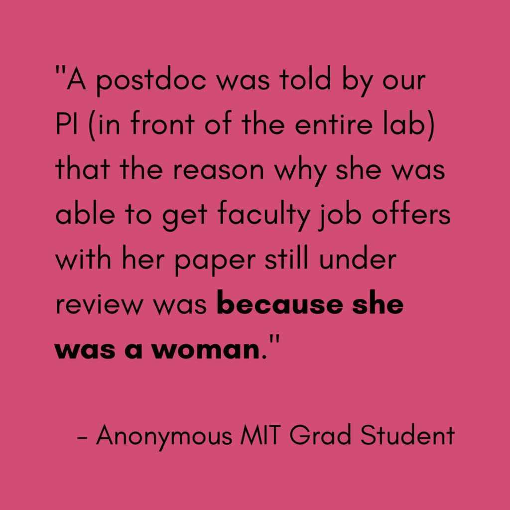  #TestimonialTuesday Week 34: “A postdoc was told by our PI (in front of the entire lab) that the reason why she was able to get faculty job offers with her paper still under review was because she was a woman."