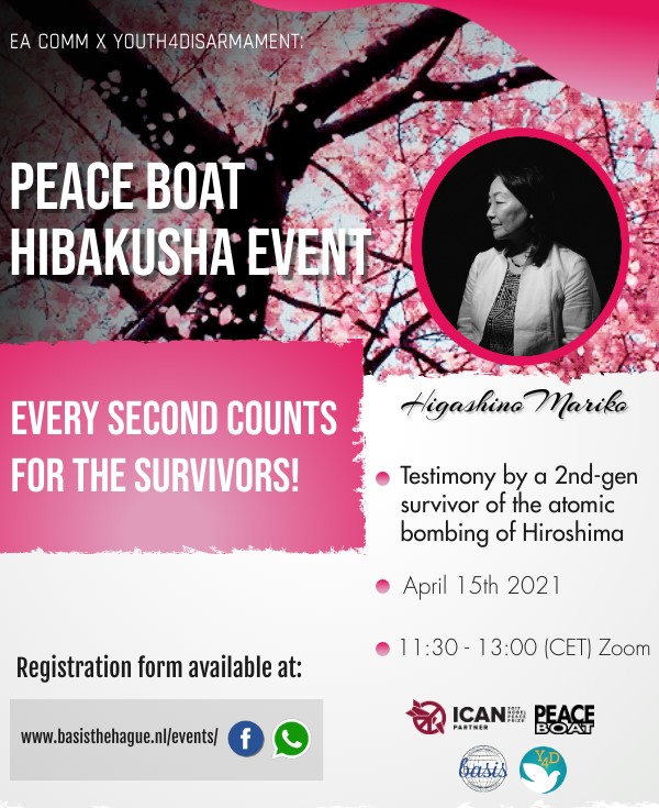 Peace Boat(NGOピースボート) (@peace_boat) on Twitter photo Join us on April 15, 11:30 CET!
Peace Boat joins the East Asia Committee (of Bachelor Students of International Studies, Leiden University and #Youth4Disarmament <a href="/UN_Disarmament/">ODA</a> for a discussion w/ 2nd generation #Hibakusha Higashino Mariko.
Register here! leidenuniv.eu.qualtrics.com/jfe/form/SV_8k… Join us on April 15, 11:30 CET!
Peace Boat joins the East Asia Committee (of Bachelor Students of International Studies, Leiden University and #Youth4Disarmament <a href="/UN_Disarmament/">ODA</a> for a discussion w/ 2nd generation #Hibakusha Higashino Mariko.
Register here! leidenuniv.eu.qualtrics.com/jfe/form/SV_8k…