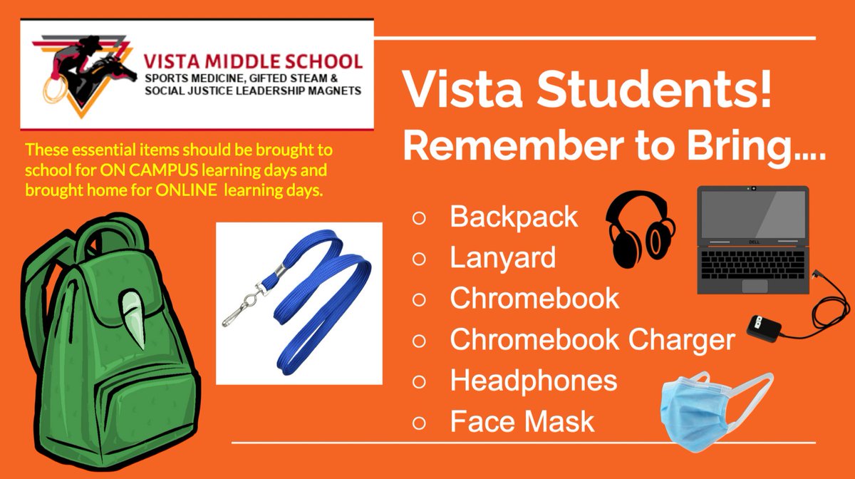 vistamiddle's tweet photo. ๐ค Vista is EXCITED to ReOpen for Hybrid & Online Learning! ๐Start marking your calendars ๐๏ธโ๏ธ More info, explanation, and upates at our Student #Assemblies this week, Wednesday & Friday! #VistaRocks ๐ฅ @mspdamonte @VistaMagnets @LDNESchools @PanoramaCOS https://t.co/zHxFQoP5rH