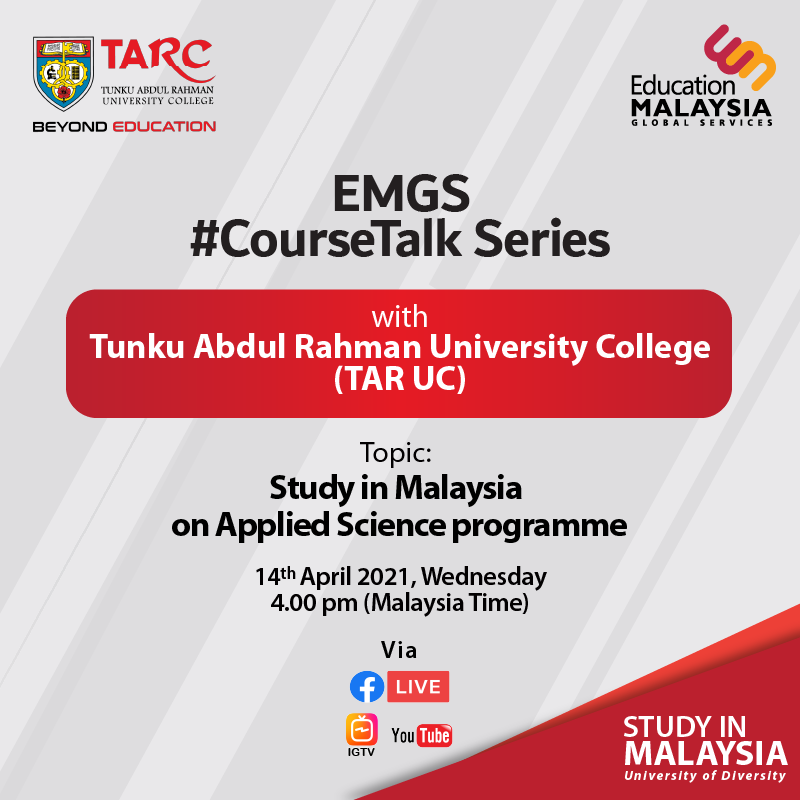 EducationMYSIA's tweet photo. Letβs catch the next session of EMGS #CourseTalk series π£ happening today β an exclusive Facebook live session with our Marketing team featuring our special guest, Prof. Dr. Wee Eng Hoe, Associate Professor, Faculty of Applied Sciences, https://t.co/MzvGK15aPt