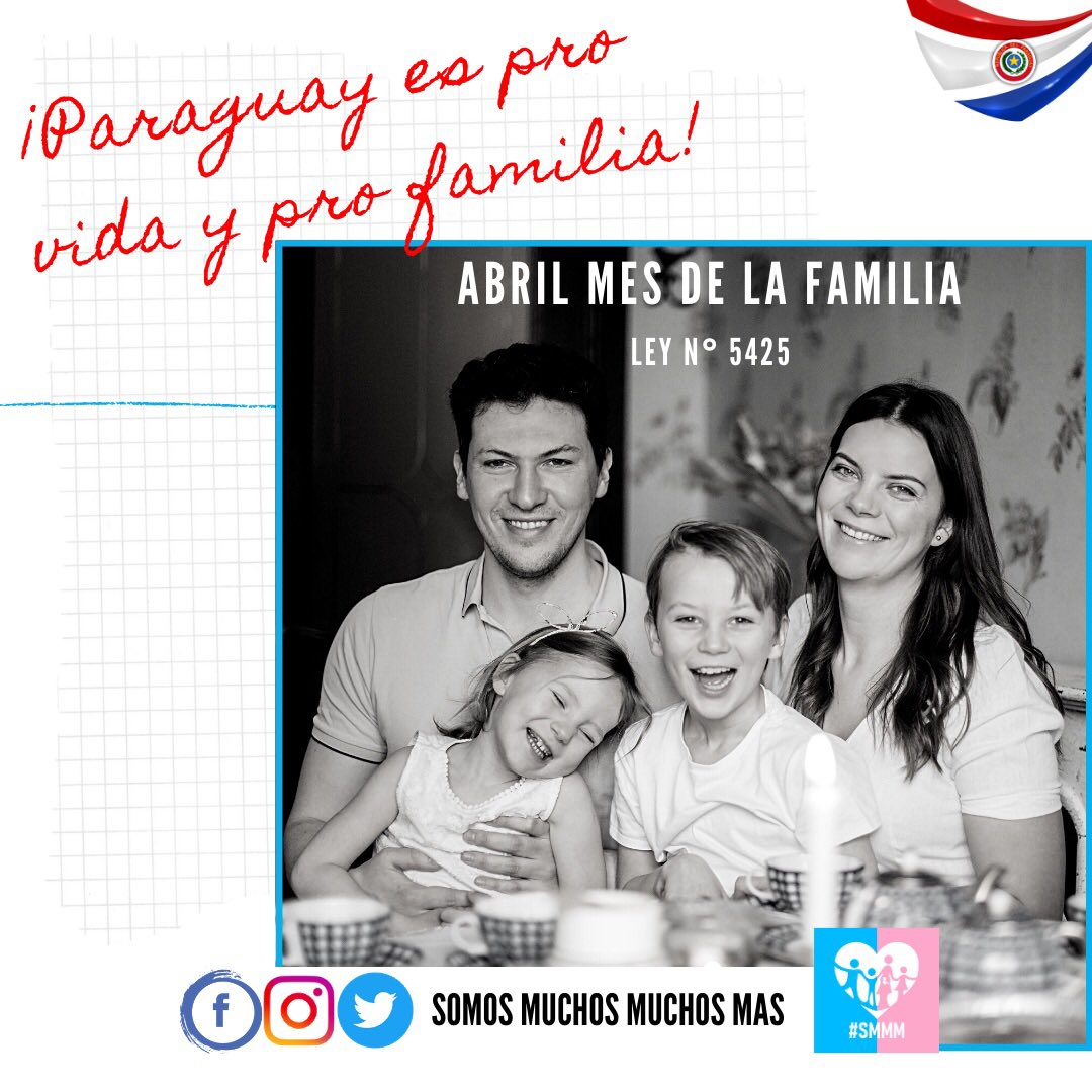 SomosMMMas's tweet photo. En Paraguay seguimos protegiendo a la base de nuestra sociedad “LA FAMILIA”👨‍👩‍👧‍👦
Sé parte de esta causa! 💪🏻
#smmm 
#paraguayprofamilia #mesdelafamilia 
#paraguay https://t.co/HqaGXBfekr