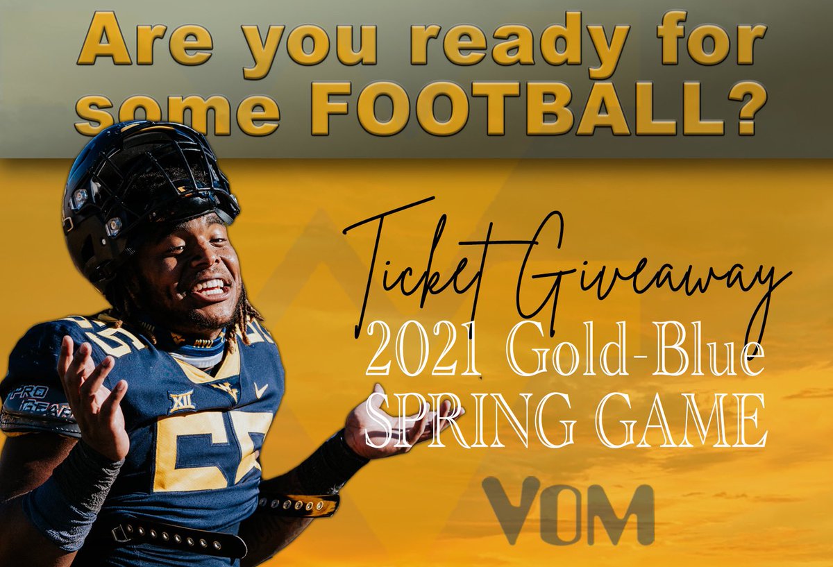 voicemorgantown's tweet photo. TICKET GIVEAWAY!  We are giving away TWO FREE TICKETS to the 2021 #WVU Gold-Blue Spring Game!  To enter the drawing:

1.) Like, 2.) Tag two friends who are big #WVU football fans, 3.) RETWEET!  Good luck and Let’s Go Mountaineers! https://t.co/vQtcyLKwEh